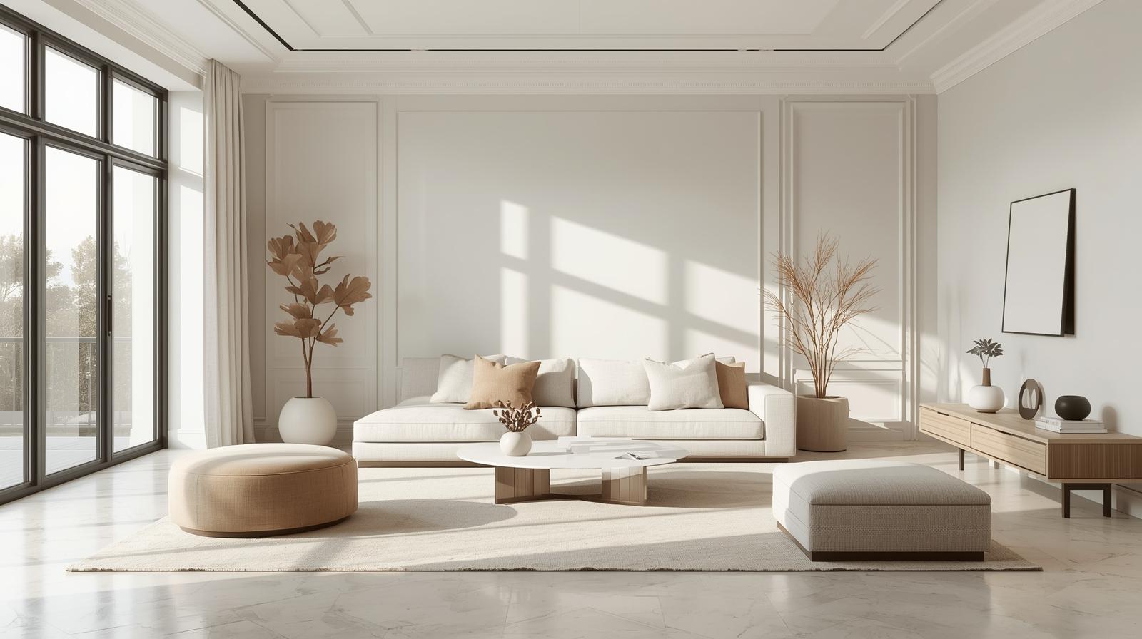 Staged living room in East Atlanta home ready for sale